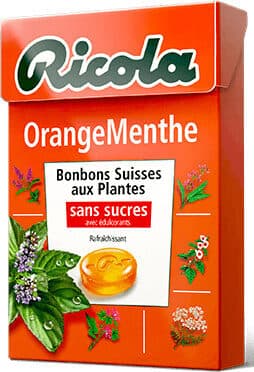 Rebuçados Ricola sem Açúcar Laranja+menta