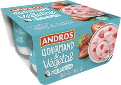 Cremoso Andros Leite de Côco Fermentado com Morangos
