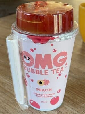 Bubble Tea Omg Pêssego com Bolhas de Morango