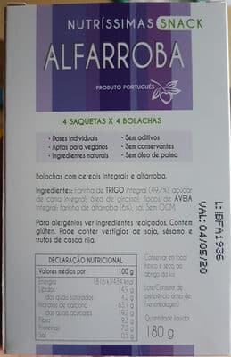 Bolacha Cem Porcento Nutríssimas Integral Alfarroba