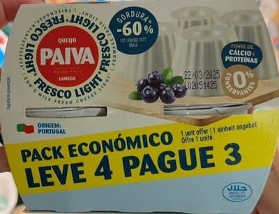 Queijo Fresco Light Paiva Leve 4 Pague 3