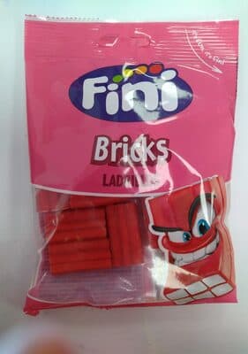 Gomas Fini Tijolos Morango Brilho