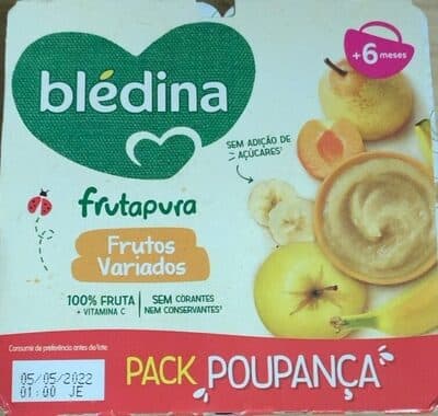 Tacinha Fruta Blédina 100% Fruta Variada 8 x 95 g Pack Poupança