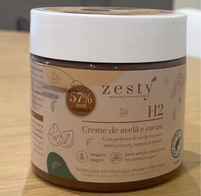 Creme de Barrar Zesty Avelã e Cacau sem Açúcar