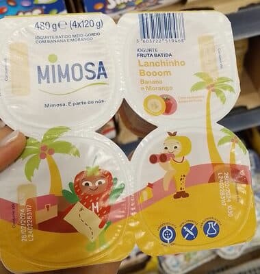Iogurte Mimosa Batido Polpa Banana e Morango