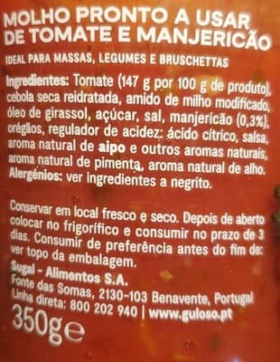 Molho de Tomate Guloso Manjericão
