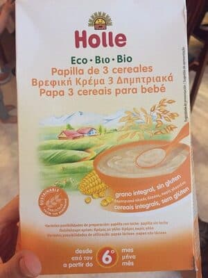 Papa BIO Holle 3 Cereais Integrais 6 m