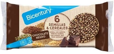 Tortitas Bicentury Arroz 6 Sementes e Cereais com Chocolate Preto
