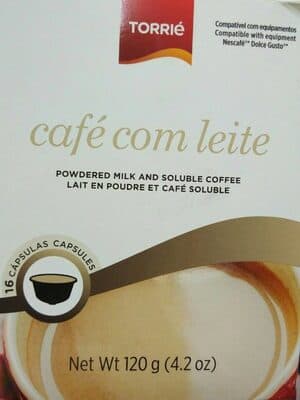 Cápsulas Torrié Café com Leite Solúvel Dolce Gusto