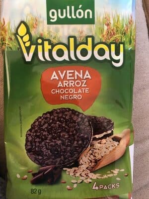 Tortitas Gullon Vitalday Arroz e Aveia Chocolate Negro