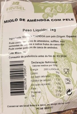 Miolo de Amãndoa Frusel com Pele